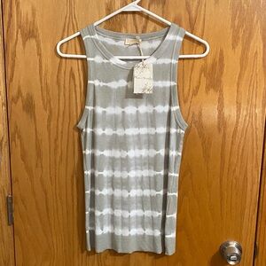 Hem & Thread Gray and White Tie-Dye Tank Top